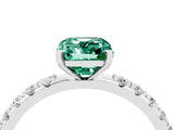 White gold Emerald Cut Green Sapphire Solitaire Pavé Band with Four-Prong Setting_4