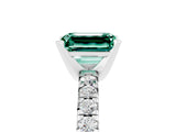 White gold Emerald Cut Green Sapphire Solitaire Pavé Engagement Ring with Round Band and Prong Setting_77