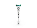 White gold Emerald Cut Green Sapphire Solitaire Ring with Cathedral Setting and Pavé Band_2