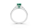 White gold Emerald Cut Green Sapphire Solitaire Ring with Cathedral Setting and Pavé Band_3