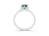 White gold Emerald Cut Green Sapphire Solitaire Ring with Flower Prong Setting and Classic Band_40