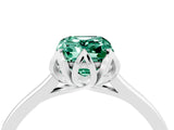 White gold Emerald Cut Green Sapphire Solitaire Ring with Flower Prong Setting and Classic Band_41