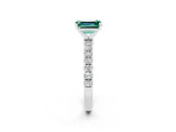 White gold Emerald Cut Green Sapphire Solitaire Ring with Pavé Accents and Four-Prong Setting_2