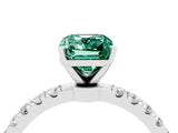 White gold Emerald Cut Green Sapphire Solitaire Ring with Pavé Accents and Four-Prong Setting_4