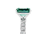 White gold Emerald Cut Green Sapphire Solitaire Ring with Pavé Accents and Four-Prong Setting_5