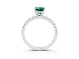 White gold Emerald Cut Green Sapphire Solitaire Ring with Pavé Band and Four-Prong Setting_27