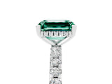 White gold Emerald Cut Green Sapphire Solitaire Ring with Pavé Band and Four-Prong Setting_29