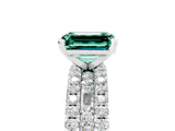 White gold Emerald Cut Green Sapphire Solitaire Ring with Pavé and Channel Set Band_5