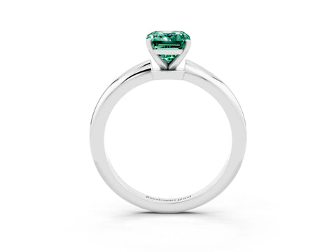 White gold Emerald Cut Green Sapphire Solitaire Ring with Six-Prong Setting and Classic Band_39