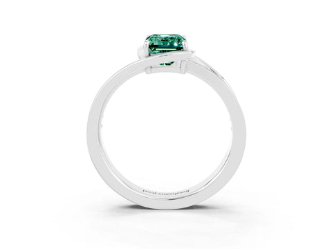 White gold Emerald Cut Green Sapphire Solitaire Ring with Split Shank and Prong Setting_3