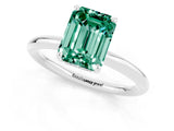 White gold Emerald Cut Green Sapphire Solitaire Ring with Thin Band and Four-Prong Setting_13