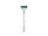 White gold Emerald Cut Green Sapphire Solitaire Ring with Thin Band and Four-Prong Setting_14