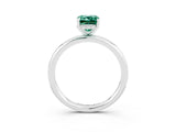 White gold Emerald Cut Green Sapphire Solitaire Ring with Thin Band and Four-Prong Setting_15