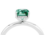 White gold Emerald Cut Green Sapphire Solitaire Ring with Thin Band and Four-Prong Setting_16