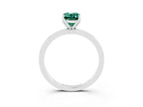 White gold Emerald Cut Green Sapphire Solitaire Ring with Thin Band and Prong Setting_15