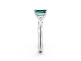 White gold Emerald Cut Green Sapphire Solitaire Twist Band Prong Setting Ring_50