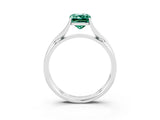 White gold Emerald Cut Green Sapphire Solitaire Twist Band Prong Setting Ring_51
