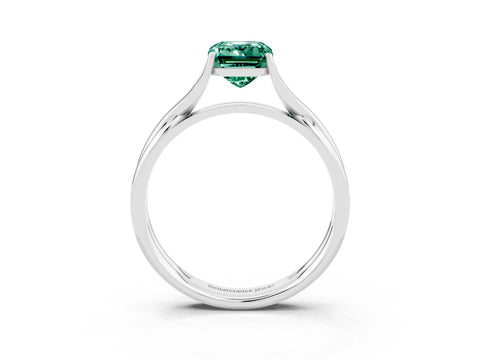 White gold Emerald Cut Green Sapphire Solitaire Twist Band Prong Setting Ring_51
