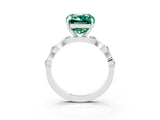 White gold Emerald Cut Green Sapphire Solitaire Twisted Band with Round  Accents and Prong Setting_15