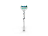White gold Emerald Cut Green Sapphire Solitaire with Side Baguettes and Channel Set Band_2