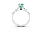 White gold Emerald Cut Green Sapphire Solitaire with Side Baguettes and Channel Set Band_3