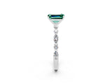 White gold Emerald Cut Green Sapphire Solitaire with Side Stones on a Pavé Band and Four-Prong Setting_2
