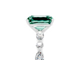 White gold Emerald Cut Green Sapphire Solitaire with Side Stones on a Pavé Band and Four-Prong Setting_5