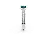 White gold Emerald Cut Green Sapphire Split Shank Engagement Ring with Pavé Band_2
