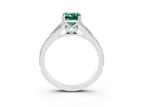 White gold Emerald Cut Green Sapphire Split Shank Engagement Ring with Pavé Band_3
