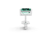 White gold Emerald Cut Green Sapphire Stud Earrings_38