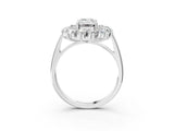 White gold Emerald Cut Halo Cluster Diamond Ring with Pave Band and Four-Prong Setting_10