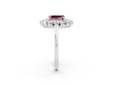 White gold Emerald Cut Halo Cluster Diamond Ring with Pave Band and Four-Prong Setting_14