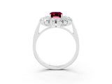 White gold Emerald Cut Halo Cluster Diamond Ring with Pave Band and Four-Prong Setting_15