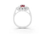 White gold Emerald Cut Halo Cluster Diamond Ring with Pave Band and Four-Prong Setting_15