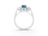 White gold Emerald Cut Halo Cluster Diamond Ring with Pave Band and Four-Prong Setting_15