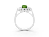 White gold Emerald Cut Halo Cluster Diamond Ring with Pave Band and Four-Prong Setting_15