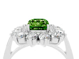 White gold Emerald Cut Halo Cluster Diamond Ring with Pave Band and Four-Prong Setting_16