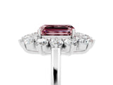 White gold Emerald Cut Halo Cluster Diamond Ring with Pave Band and Four-Prong Setting_17