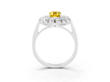 White gold Emerald Cut Halo Cluster Diamond Ring with Pave Band and Four-Prong Setting_21