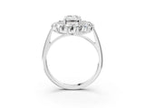 White gold Emerald Cut Halo Cluster Diamond Ring with Pave Band and Four-Prong Setting_22