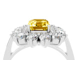 White gold Emerald Cut Halo Cluster Diamond Ring with Pave Band and Four-Prong Setting_22