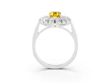White gold Emerald Cut Halo Cluster Diamond Ring with Pave Band and Four-Prong Setting_28