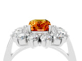White gold Emerald Cut Halo Cluster Diamond Ring with Pave Band and Four-Prong Setting_28