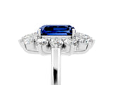 White gold Emerald Cut Halo Cluster Diamond Ring with Pave Band and Four-Prong Setting_29