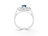 White gold Emerald Cut Halo Cluster Diamond Ring with Pave Band and Four-Prong Setting_33