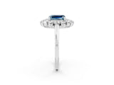 White gold Emerald Cut Halo Cluster Diamond Ring with Pave Band and Four-Prong Setting_44