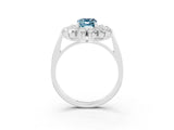 White gold Emerald Cut Halo Cluster Diamond Ring with Pave Band and Four-Prong Setting_45