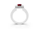White gold Emerald Cut Halo Diamond Engagement Ring with Milgrain Pave Band and Four-Prong Setting_3
