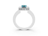 White gold Emerald Cut Halo Diamond Engagement Ring with Milgrain Pave Band and Four-Prong Setting_3