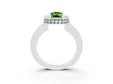 White gold Emerald Cut Halo Diamond Engagement Ring with Milgrain Pave Band and Four-Prong Setting_3